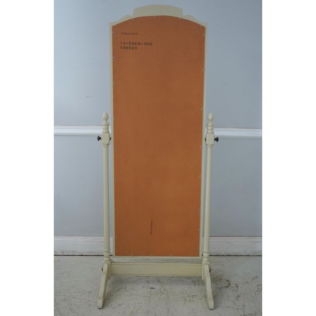 Ethan Allen Off White Painted Cheval Stand Up Floor Mirror For Sale - Image 9 of 10