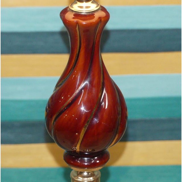 Brass and Ceramic Floor Lamp, 1970s For Sale - Image 3 of 8