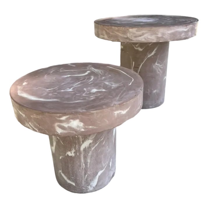 Pair of 1980s Postmodern Mauve Resin Faux Marble Swirl Pedestal Tables ...