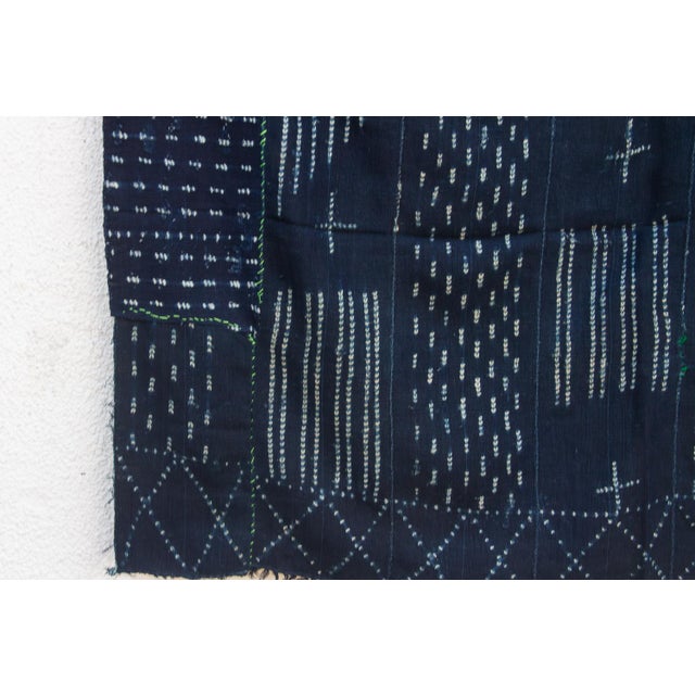 African Deep Blue Indigo Mud Cloth Throw For Sale - Image 3 of 6