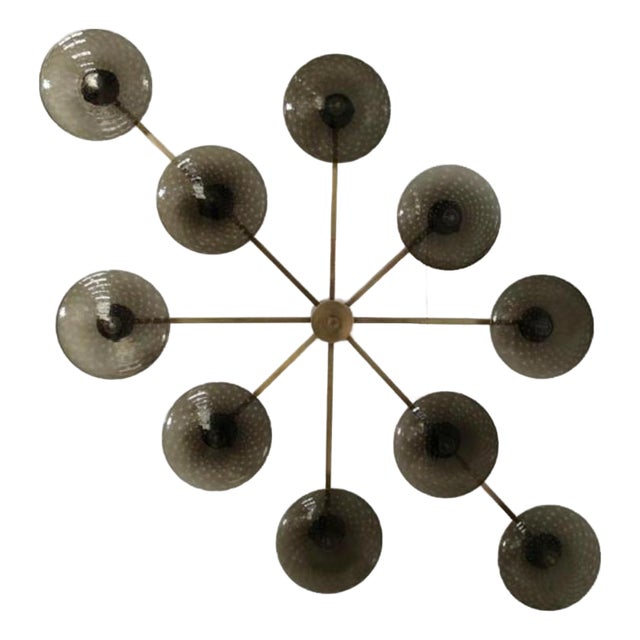 21st Century Dieci Bronze Smoky Bubbles Murano Flush Mount by Fabio LTD For Sale