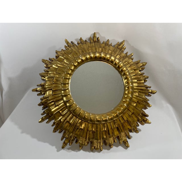 Large Vintage 1960s Florentine Style Sunburst Mirror, Made in Italy For Sale - Image 10 of 18