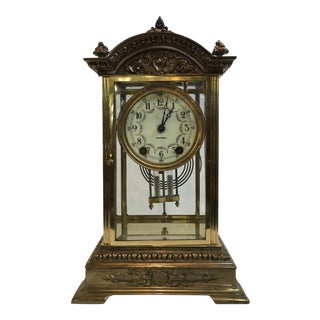 Early 20th Century Early Brass Seth Thomas Crystal Regulator Clock For Sale