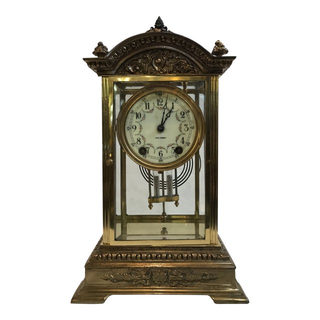 Early 20th Century Early Brass Seth Thomas Crystal Regulator Clock For Sale