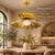Metal Handmade Brass Flower Chandelier, Hammered Lotus Ceiling Light, Floral Pendant Fixture, Art Deco Lighting for Living Room and Bedroom For Sale - Image 7 of 13