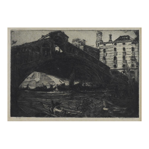 Early 20th Century Clifford Addams Guardi Rialto Bridge Venice Italy Etching