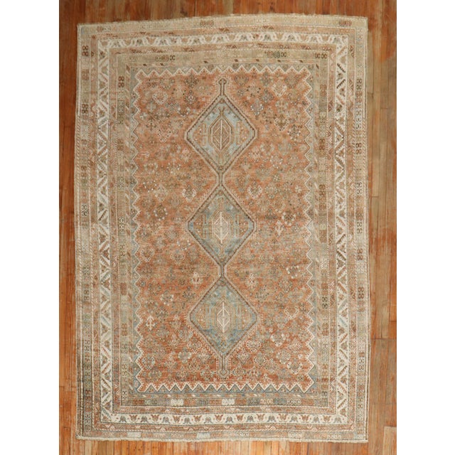 Zabihi Collection Tribal Antique Shiraz Room Size Rug For Sale - Image 11 of 12