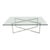 Mid Century Modern Stainless Chrome X-Base Coffee Table with Glass Top For Sale