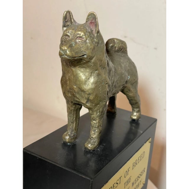 Bronze Vintage Solid Bronze Best Breed Norwegian Elkhound Dog Show Trophy Award For Sale - Image 8 of 9
