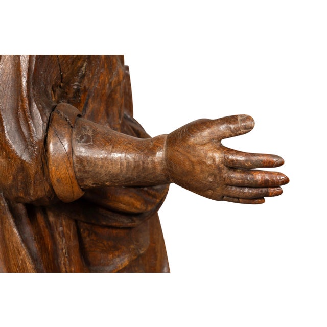 Flemish Baroque Carved Oak Figure Of A Scholar For Sale - Image 10 of 12