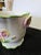 Charming Italian Pottery Cachepot decorated with pretty pansy flowers and pansy handles. Scalloped top with green...