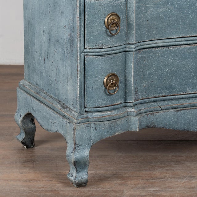 Late 18th Century Blue Swedish Rococo Chest of Four Drawers For Sale - Image 11 of 18