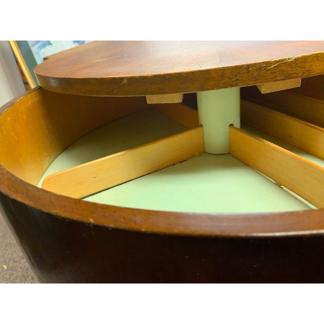 Wood Mid 20th Century Table With Rotary Drawer For Sale - Image 7 of 16
