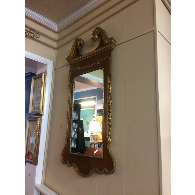 Wood Vintage Federal Style Mirror, Walnut and Gilded Mirror For Sale - Image 7 of 9