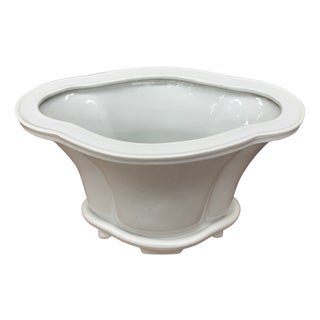 Early 20th Century White Ceramic Planter with Footed Tray For Sale