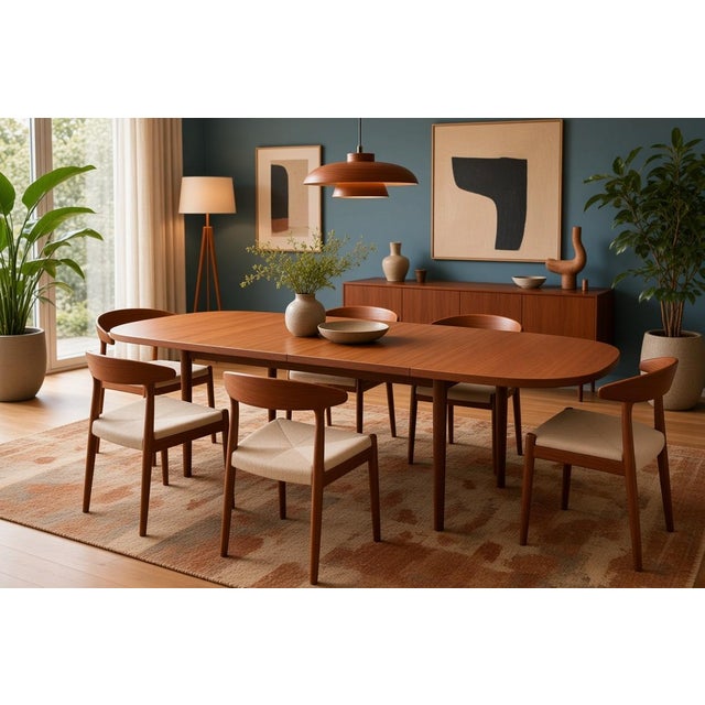 Oval Dining Table in Teak and Oak with Two Extension Leaves by Bertil Fridhagen for Bodafors, 1960 For Sale - Image 11 of 17
