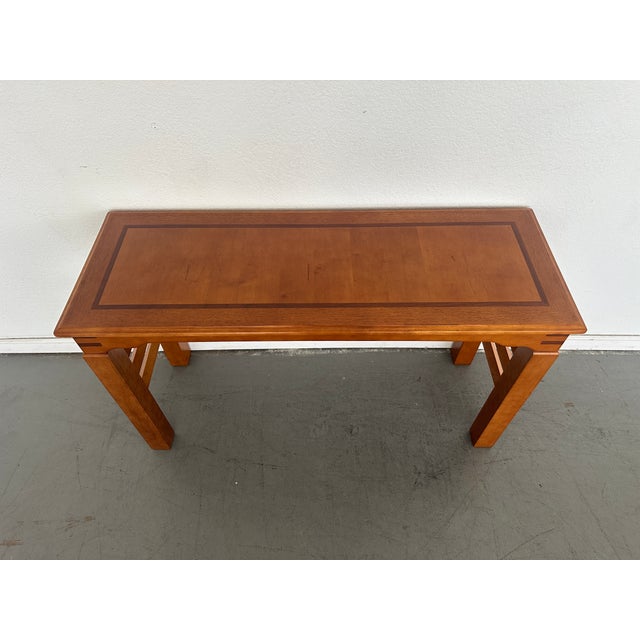 1990s Mixed Wood Console Table With Inlay Top For Sale - Image 9 of 12