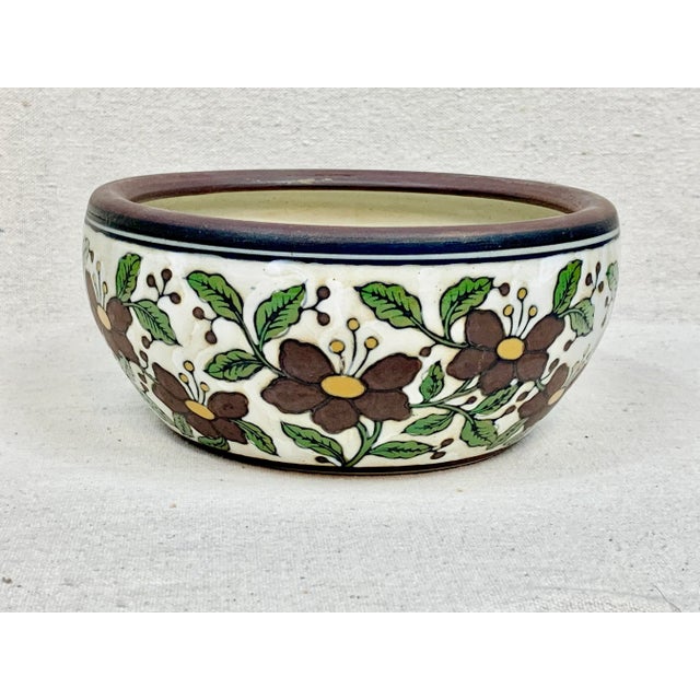 Vintage Hand-Painted Floral Cachepot For Sale - Image 10 of 10