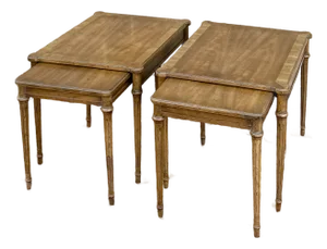 1960s Heritage Furniture French Louis XVI Golden Walnut Nesting Side Tables - Set of 4