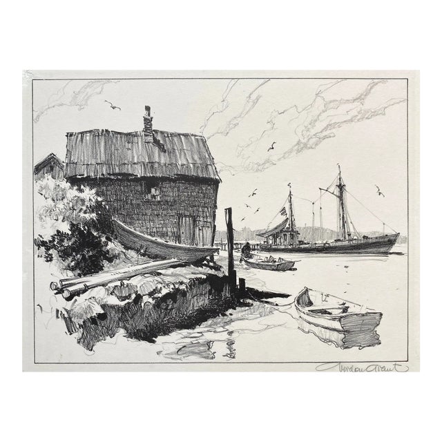 Gordon Grant Venerable Fish House Lithograph For Sale