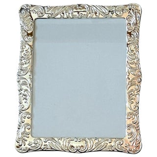 1980s Large Rococo Revival Silverplated Acanthus Scroll Picture Frame 12" × 10" for 9" × 11" Image For Sale