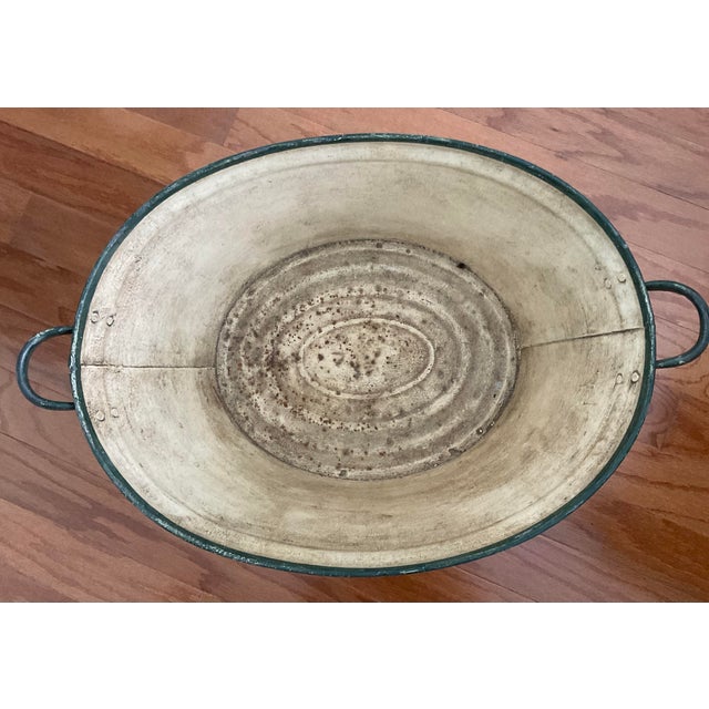 Vintage Hand-Painted Tole Camellia Cachepot Jardinière With Handles For Sale - Image 9 of 10