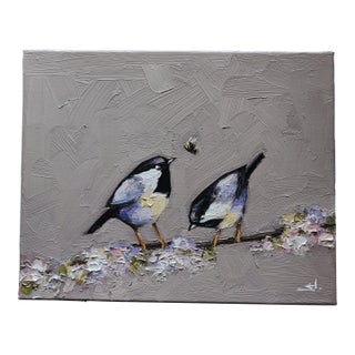 Chickadee Birds Oil Painting For Sale