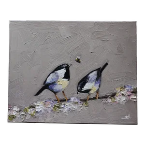 Chickadee Birds Oil Painting