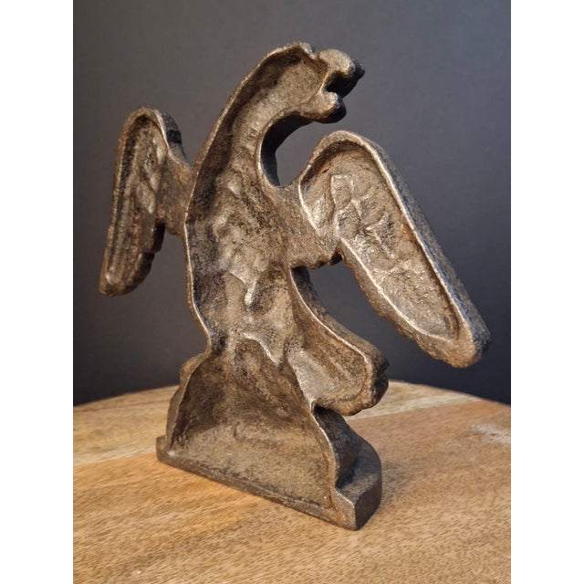 Metal Antique Cast Iron Eagle on Rock Doorstop Patriotic Americana Hubley or Albany For Sale - Image 7 of 17