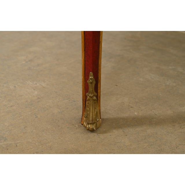 John Widdicomb French Louis XV Red Lacquered Leather Top Bureau Plat Desk With Mounted Bronze Ormolu For Sale - Image 9 of 13
