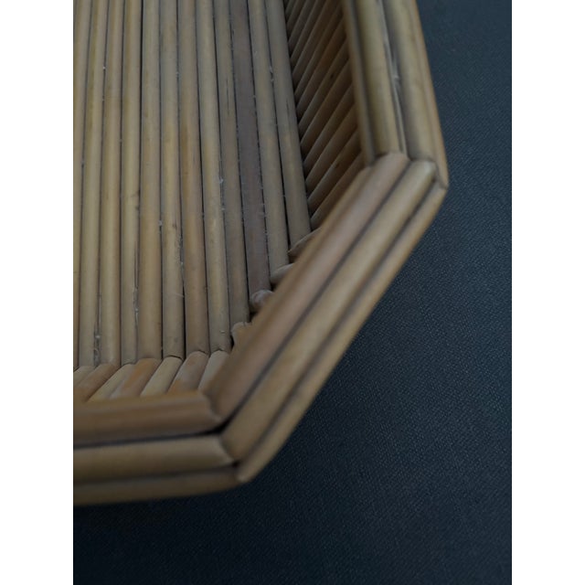 Vintage Square Bamboo & Rattan Clipped-Corner Serving Tray For Sale - Image 12 of 12