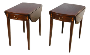 Late 20th Century Share Pair of Hickory Chair Historical James River Plantations Pembroke Tables Inlay