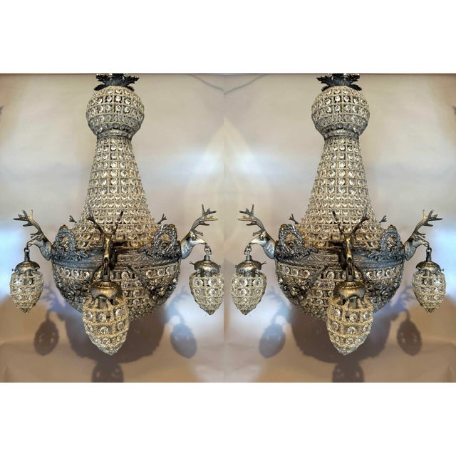 1980s 1980s French Louis XVI Charcoal Bronze Chandeliers - Pair For Sale - Image 5 of 18