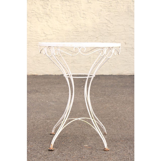 Mid 20th Century Vintage Wrought Iron Round Outdoor Garden Accent Table For Sale - Image 5 of 12