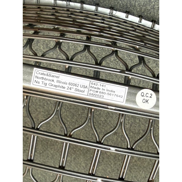 Contemporary Crate & Barrel Tig Wire Counter Stools, Pair For Sale - Image 3 of 12