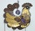 A fun 1970’s sculptural wall hanging with a folk art style mixing layered copper and brass pieces to create a fanciful...