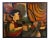 Mid-Century Modernist Oil Painting on Canvas of an Archer For Sale