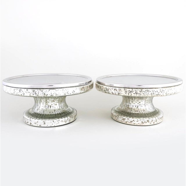 Silver Mid Century Modern Pair Tableware Mercury Glass / Serveware Tazza For Sale - Image 8 of 8