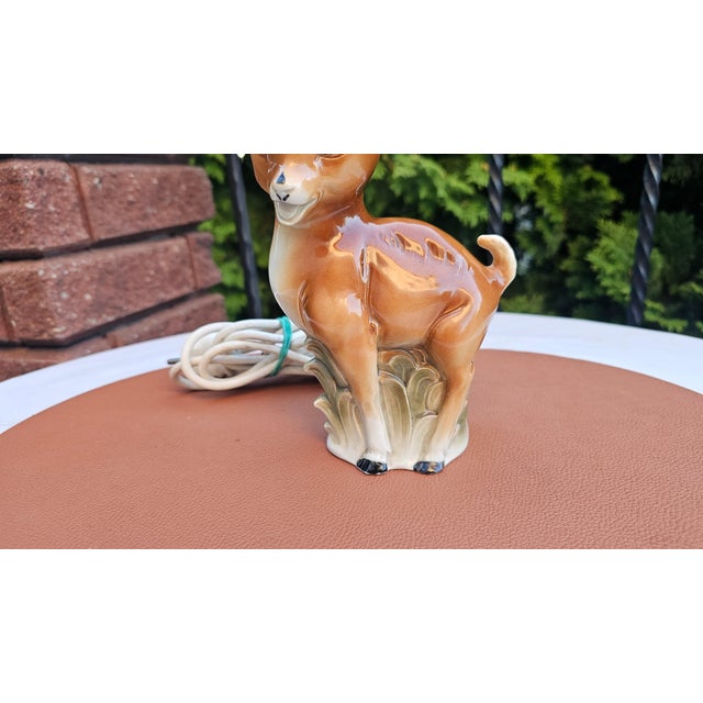 Brown Porcelain Bambi Fawn Table Lamp from Goebel, 1950s For Sale - Image 8 of 9