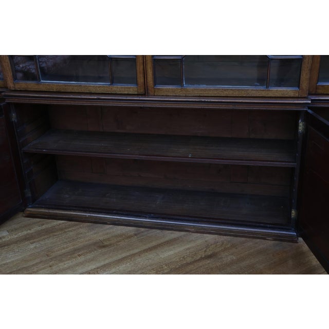 Antique Georgian Mahogany Breakfront Library Bookcase For Sale - Image 14 of 17