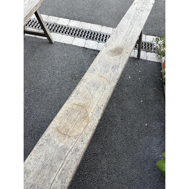 Brown Vintage Benches in Raw Wood, 1920s, Set of 2 For Sale - Image 8 of 11