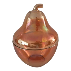 Vintage 1930s Jeannette Carnival Glass Marigold Pear Shaped Candy Jar