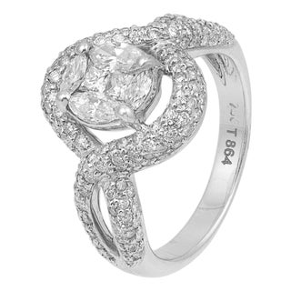 Contemporary Diamond Mosaic 18k White Gold Ring, Size 5.75 For Sale