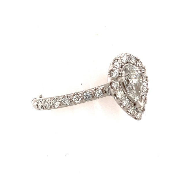 Metal Diamond Engagement Ring 14k White Gold 0.90 TCW Certified For Sale - Image 7 of 11