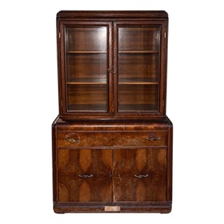 Vintage Wooden China Cabinet / Display Hutch For Sale