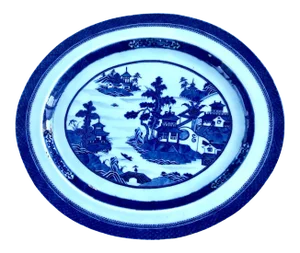 C. 1820 Chinese Nanking Blue & White Porcelain Platter