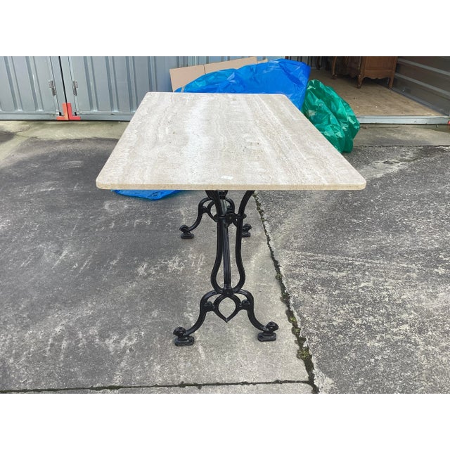 1950s Authentic French Iron & Stone Bistro Table For Sale - Image 5 of 10