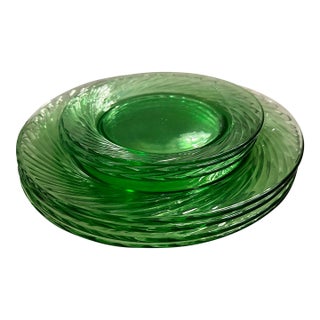 Festiva Spring Green by Corelle/Corning Dinner/Salad Plate Set of 7 For Sale
