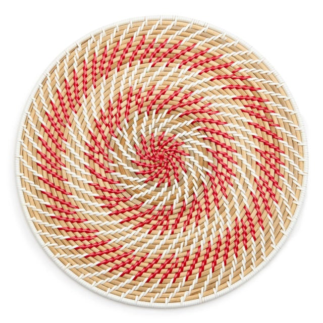 Modern Deborah Rhodes Bullseye Rattan Placemat, Red, Set of 4 For Sale - Image 3 of 3