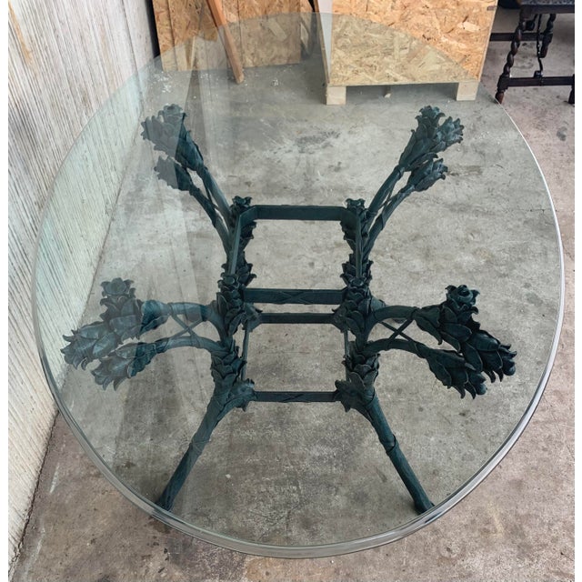 Antique Italian Neoclassical Ornamental Wrought Iron Center Table For Sale - Image 4 of 11